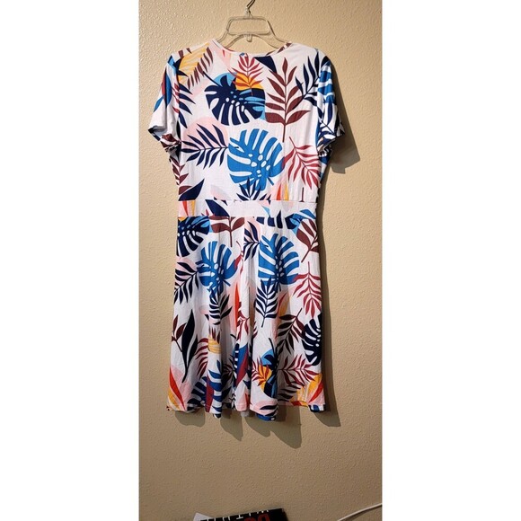 MSBASIC Short Sleeve Tropical Floral V Neck Summer Midi Dress XL - Picture 4 of 11